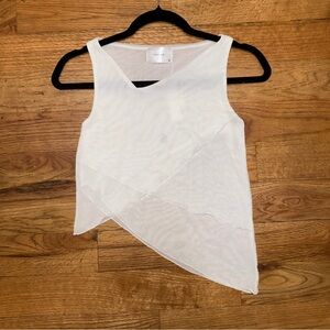NWT Salisa asymmetrical white mesh top